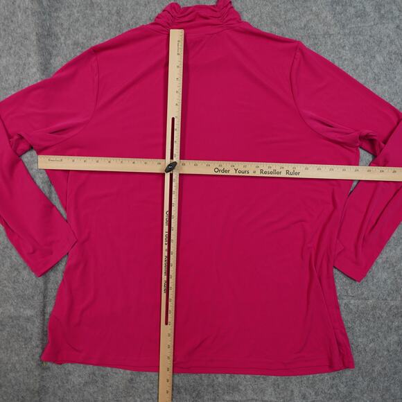 Susan Graver Top Womens 2X Liquid Knit Tunic Stretch Mock Neck Ruched Pink - Picture 6 of 9